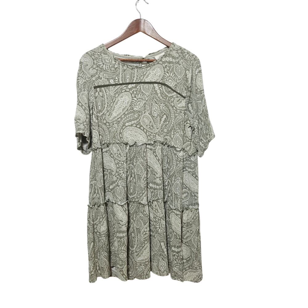 Knox Rose Dress Women's Size L Light Sage Paisley Tiered Casual Boho Summer - Picture 2 of 8